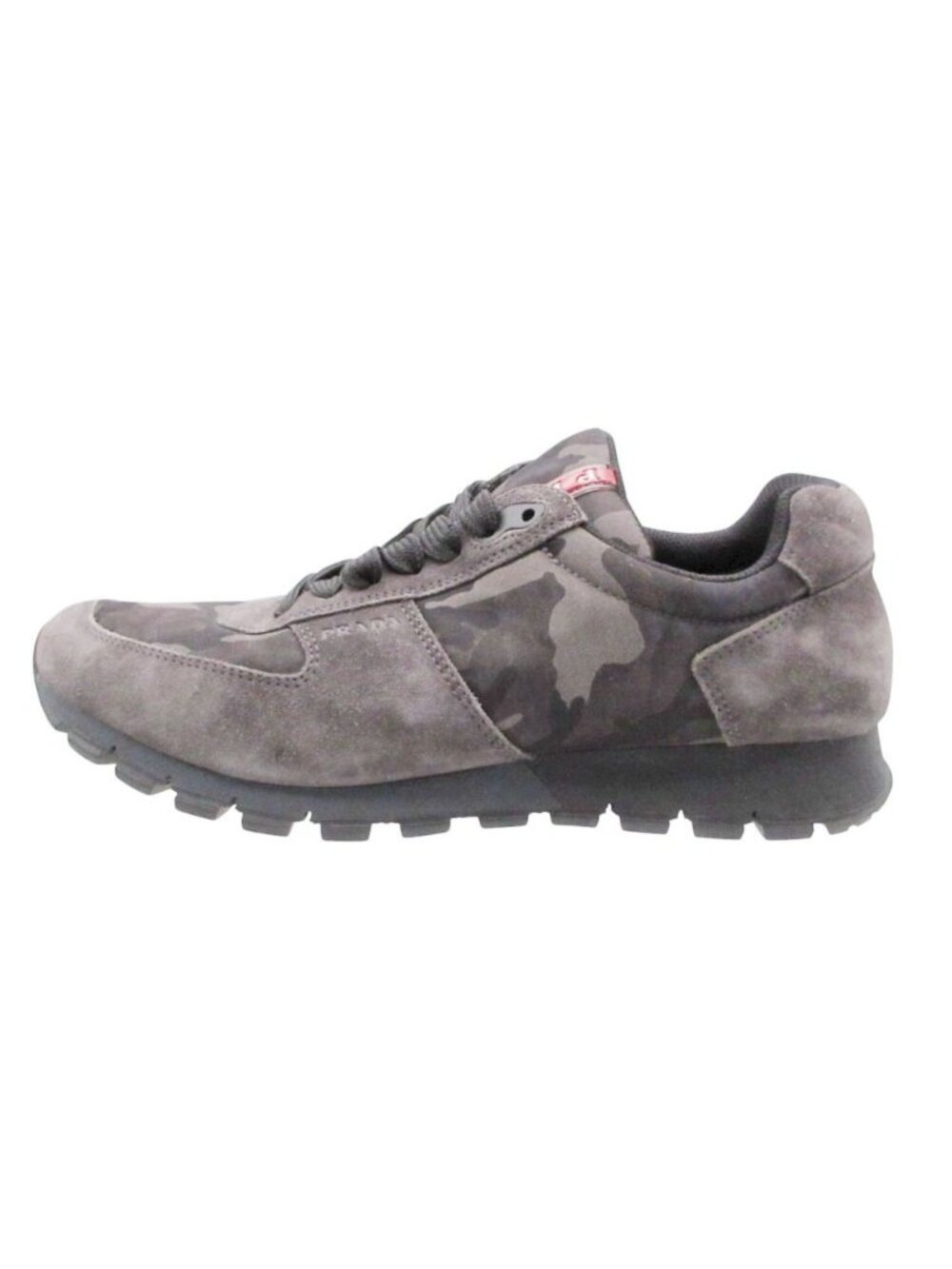 Prada Sports Sneakers Camouflage Suede Shoes Gray 7.5